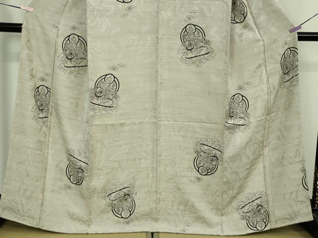 平和屋本店●極上　小紋　仏画　菩薩　獅子　乱菊地紋　灰白色地　逸品　DZAB8223kh6