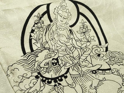 平和屋本店●極上　小紋　仏画　菩薩　獅子　乱菊地紋　灰白色地　逸品　DZAB8223kh6