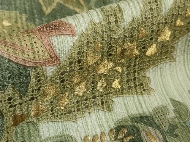 平和屋本店●極上　中国三大刺繍　スワトウ刺繍　汕頭刺繍　総刺繍　訪問着　更紗花文　暈し染め　金糸　逸品　DZAB8225kh6