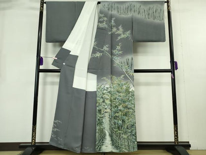 平和屋本店●極上　訪問着　手描き　竹林　暈し染め　逸品　未使用　DZAB8229kh6