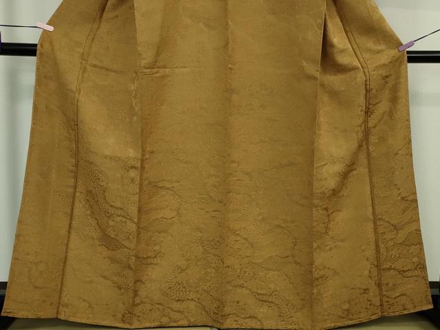 平和屋着物▽極上 山岡古都・古都染人 染織美術品 薬墨染 天目織 お召 単衣 竹炭　吉祥花地紋　ほていや扱い　反端付き　逸品　DZAB8231kh6