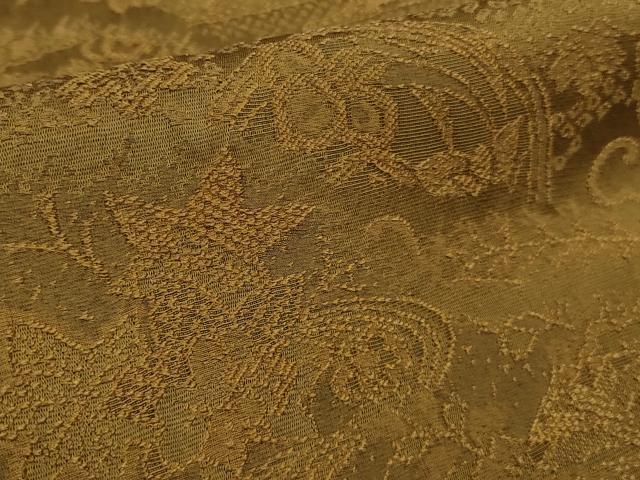 平和屋着物▽極上 山岡古都・古都染人 染織美術品 薬墨染 天目織 お召 単衣 竹炭　吉祥花地紋　ほていや扱い　反端付き　逸品　DZAB8231kh6