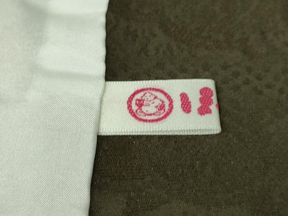 平和屋着物▽極上 山岡古都・古都染人 染織美術品 薬墨染 天目織 お召 単衣 竹炭　吉祥花地紋　ほていや扱い　反端付き　逸品　DZAB8231kh6