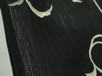 平和屋本店＊極上　夏物　訪問着　刺繍　雨縞紋紗　花唐草文　暈し染め　黒地　銀糸　ロング丈　逸品　未使用　DZAB8233kh6