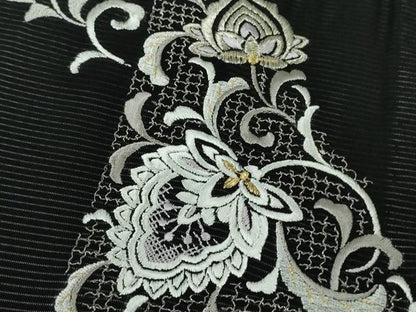 平和屋本店＊極上　夏物　訪問着　絽　総刺繍　洋花文　黒地　金銀糸　ロング丈　逸品　未使用　DZAB8234kh6