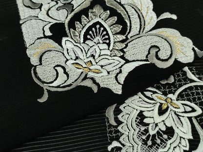 平和屋本店＊極上　夏物　訪問着　絽　総刺繍　洋花文　黒地　金銀糸　ロング丈　逸品　未使用　DZAB8234kh6