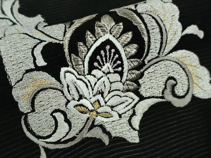 平和屋本店＊極上　夏物　訪問着　絽　総刺繍　洋花文　黒地　金銀糸　ロング丈　逸品　未使用　DZAB8234kh6