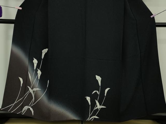 平和屋本店●極上　京都の名門ブランド　銀花仙　訪問着・袋帯セット　カラー　黒地　暈し染め　銀彩　逸品　DZAB8236kh6