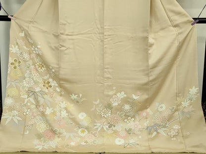 平和屋本店●極上　創業460年・千總　訪問着・長襦袢(無双仕立て)セット　駒刺繍　吉祥花文　金彩　ロング丈　逸品　DZAB8237kh6