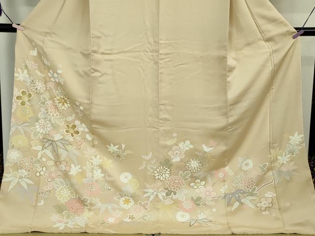 平和屋本店●極上　創業460年・千總　訪問着・長襦袢(無双仕立て)セット　駒刺繍　吉祥花文　金彩　ロング丈　逸品　DZAB8237kh6