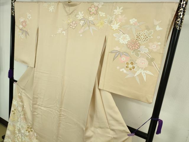 平和屋本店●極上　創業460年・千總　訪問着・長襦袢(無双仕立て)セット　駒刺繍　吉祥花文　金彩　ロング丈　逸品　DZAB8237kh6