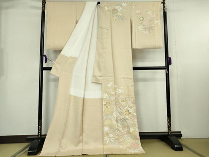 平和屋本店●極上　創業460年・千總　訪問着・長襦袢(無双仕立て)セット　駒刺繍　吉祥花文　金彩　ロング丈　逸品　DZAB8237kh6