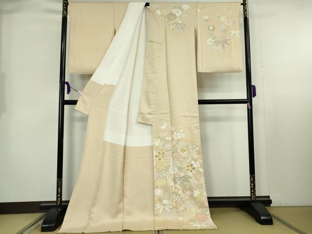平和屋本店●極上　創業460年・千總　訪問着・長襦袢(無双仕立て)セット　駒刺繍　吉祥花文　金彩　ロング丈　逸品　DZAB8237kh6