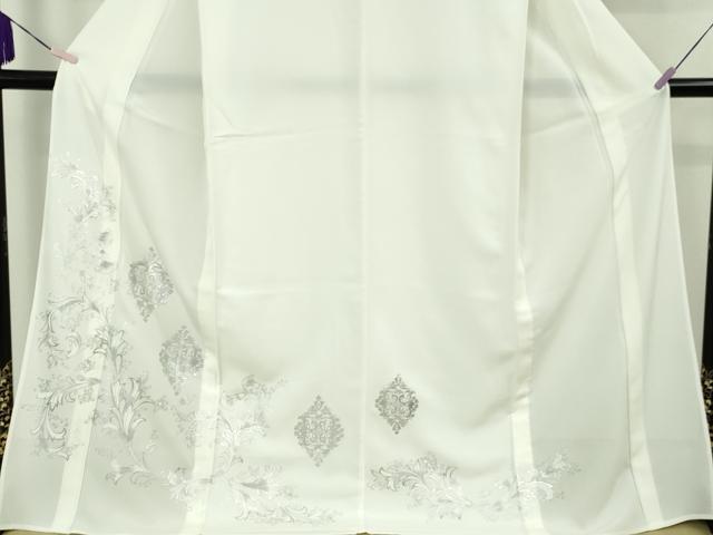 平和屋本店＊極上　夏物　訪問着　絽　更紗花文　白地　銀彩　ロング丈　逸品　未使用　DZAB8239kh6