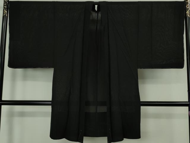 平和屋着物∞極上　男性　黒紋付長羽織　スリーシーズン　春夏秋　菱紋紗　逸品　未使用　DZAB8242kh6