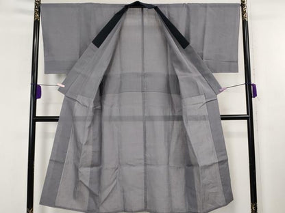 平和屋着物＊極上　夏物　男性　本場小千谷ちぢみ　麻　長襦袢　和光謹製　鈍色　反端付き　逸品　未使用　DZAB8243kh6