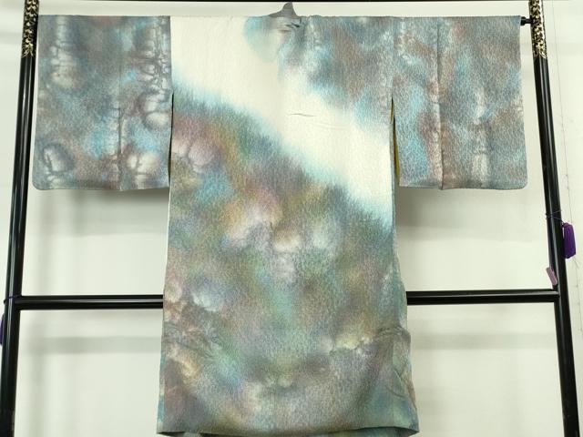平和屋着物∞極上　道中着　ロング丈　ふくれ織　暈し染め　逸品　DZAB8244kh6