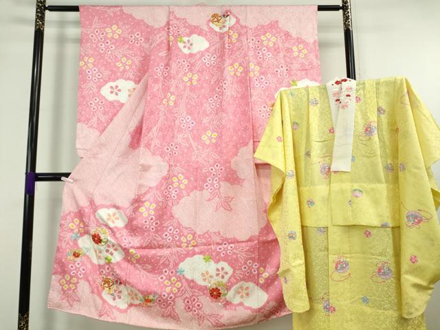 平和屋本店[]極上 七五三 女の子 7歳 祝着・襦袢(無双仕立て・半衿刺繍)セット 駒刺繍 絞り 毬 鈴 金糸 逸品 DZAB8245kh6
