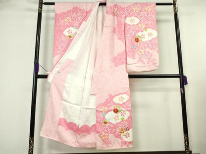 平和屋本店[]極上 七五三 女の子 7歳 祝着・襦袢(無双仕立て・半衿刺繍)セット 駒刺繍 絞り 毬 鈴 金糸 逸品 DZAB8245kh6