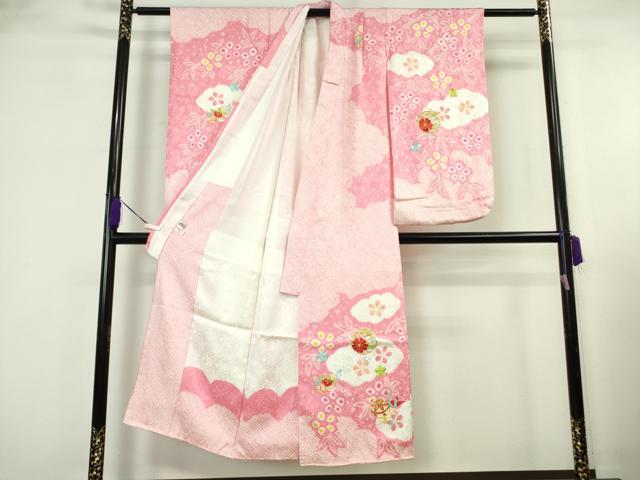 平和屋本店[]極上 七五三 女の子 7歳 祝着・襦袢(無双仕立て・半衿刺繍)セット 駒刺繍 絞り 毬 鈴 金糸 逸品 DZAB8245kh6