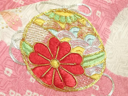 平和屋本店[]極上 七五三 女の子 7歳 祝着・襦袢(無双仕立て・半衿刺繍)セット 駒刺繍 絞り 毬 鈴 金糸 逸品 DZAB8245kh6