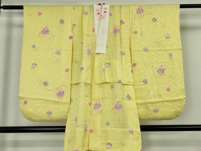 平和屋本店[]極上 七五三 女の子 7歳 祝着・襦袢(無双仕立て・半衿刺繍)セット 駒刺繍 絞り 毬 鈴 金糸 逸品 DZAB8245kh6