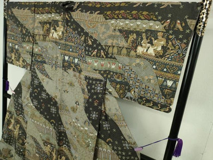 平和屋本店●極上　中国三大刺繍　スワトウ刺繍　汕頭刺繍　訪問着　エジプト壁画文様　金糸　金通し地　逸品　DZAB8249kh6