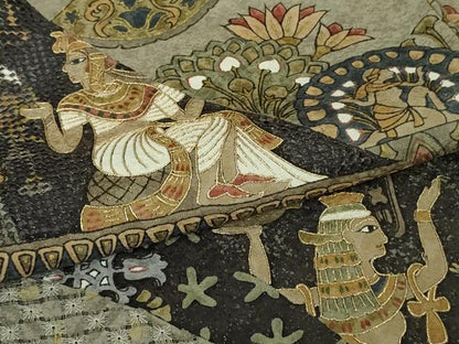 平和屋本店●極上　中国三大刺繍　スワトウ刺繍　汕頭刺繍　訪問着　エジプト壁画文様　金糸　金通し地　逸品　DZAB8249kh6