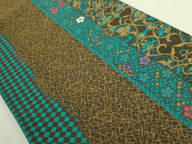 平和屋着物●極上　前田仁仙　仁仙更紗　両面　六通柄袋帯　花間道　逸品　DZAB8262kh6