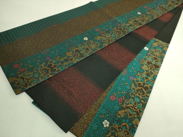 平和屋着物●極上　前田仁仙　仁仙更紗　両面　六通柄袋帯　花間道　逸品　DZAB8262kh6