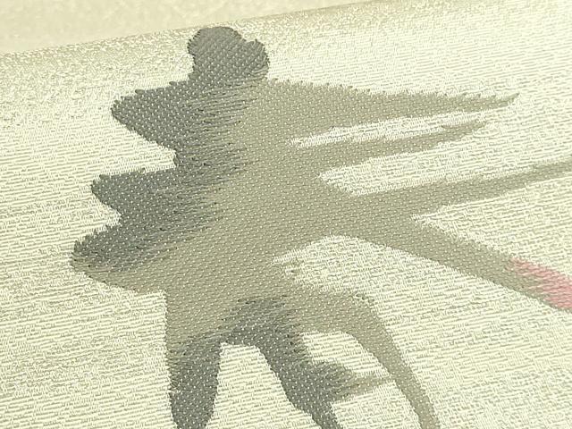 平和屋着物●極上　本場筑前博多織　太鼓柄袋帯　春夏秋冬　岡野織物　銀糸　博多金ラベル　証紙・反端付き　逸品　未使用　DZAB8263kh6