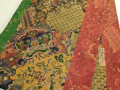 平和屋着物●極上　前田仁仙　仁仙更紗　全通柄袋帯　鳥獣更紗花文　金彩　金通し地　逸品　DZAB8268kh6