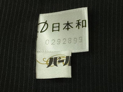平和屋着物∞極上　道中着　スリーシーズン　春夏秋　塵除け　ロング丈　紗　蔦の葉文　暈し染め　黒地　逸品　DZAB8294kh6