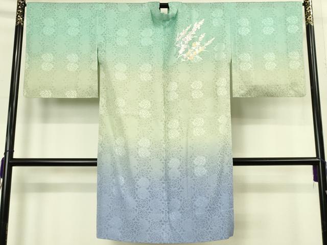 平和屋本店∞極上 京金彩 伝統工芸士 和田全央 道中着 スリーシーズン 塵除け ロング丈 薔薇紋紗 暈し染め 金銀彩 反端付 逸品 DZAB8296kh6