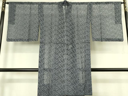 平和屋着物∞極上　道中着　スリーシーズン　春夏秋　塵除け　オーガンジー　ロング丈　刺繍　薄　薄い羊羹色地　反端付　逸品 DZAB8297kh6