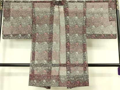 平和屋本店∞極上　長羽織　スリーシーズン　春夏秋　塵除け　オーガンジー　刺繍　花唐草　黒地　逸品　未使用　DZAB8298kh6