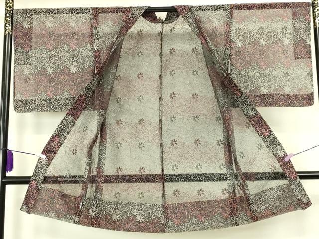 平和屋本店∞極上　長羽織　スリーシーズン　春夏秋　塵除け　オーガンジー　刺繍　花唐草　黒地　逸品　未使用　DZAB8298kh6