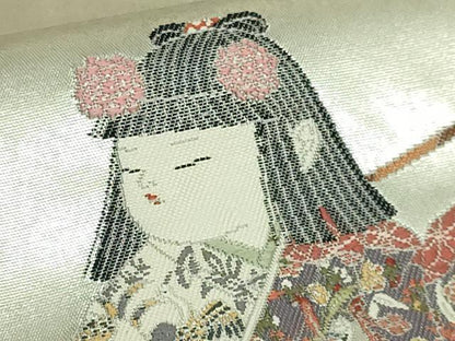 平和屋本店●極上　二代目・由水十久　本加賀友禅　西陣　長嶋成織物　ながしま帯　太鼓柄袋帯 桃山の舞 瀞銀錦 共箱付 逸品 DZAB8311kh6