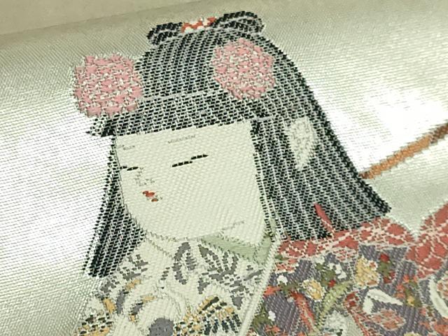 平和屋本店●極上　二代目・由水十久　本加賀友禅　西陣　長嶋成織物　ながしま帯　太鼓柄袋帯 桃山の舞 瀞銀錦 共箱付 逸品 DZAB8311kh6
