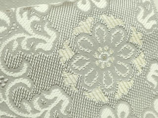 平和屋着物●極上　本場筑前博多織　八寸名古屋帯　正倉院花文　銀糸　協和織物　博多金ラベル　証紙付き　逸品　DZAB8319kh6