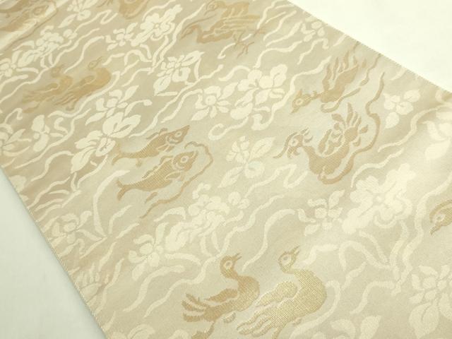 平和屋着物●極上　洛風林　工芸帯地　六通柄袋帯　花鳥文　魚　金糸　逸品　DZAB8330kh6