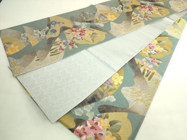 平和屋着物●極上　西陣　とみや織物謹製　とみや帯　全通柄袋帯　紹巴綴　風月　流水花日和　金銀糸　逸品　DZAB8335kh6