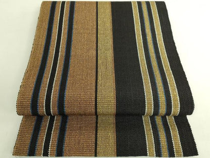 平和屋着物＊極上　夏物　絹藤布　八寸名古屋帯　間道　黒地　逸品　DZAB8338kh6