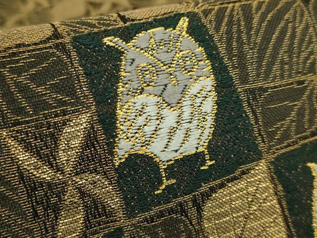 平和屋着物●極上　創業280年　誉田屋源兵衛　太鼓柄袋帯　唐織　ミミズク　金糸　逸品　DZAB8345kh6
