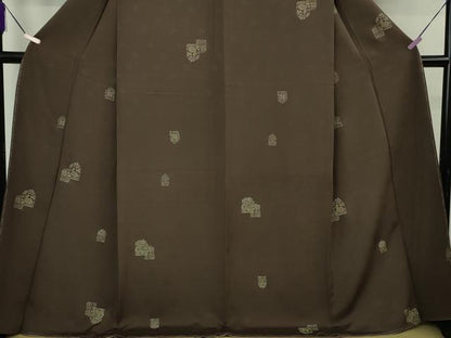 平和屋着物●極上　印傳　小紋　名物裂　兎　涅色地　ロング丈　逸品　未使用　DZAB8353kh6