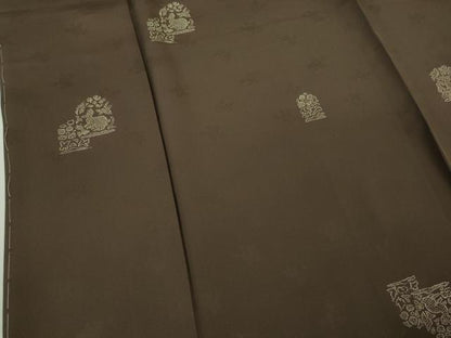 平和屋着物●極上　印傳　小紋　名物裂　兎　涅色地　ロング丈　逸品　未使用　DZAB8353kh6