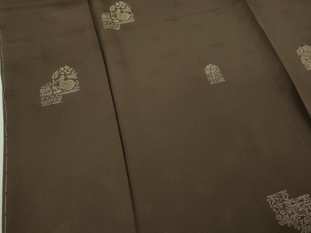 平和屋着物●極上　印傳　小紋　名物裂　兎　涅色地　ロング丈　逸品　未使用　DZAB8353kh6