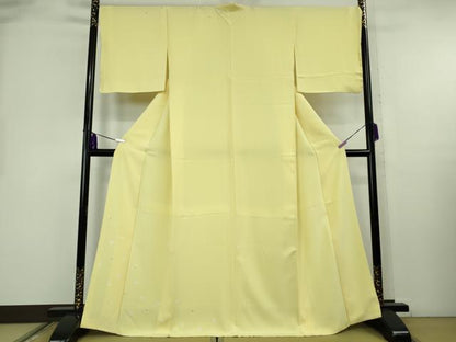 平和屋着物●極上　訪問着　絞り　淡黄色地　反端付き　逸品　未使用　DZAB8354kh6