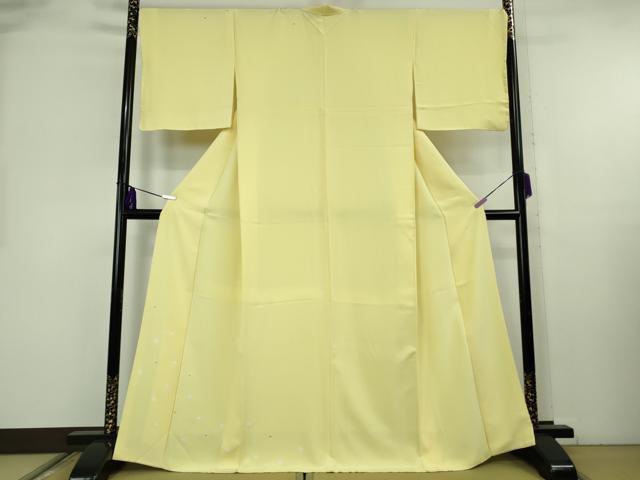 平和屋着物●極上　訪問着　絞り　淡黄色地　反端付き　逸品　未使用　DZAB8354kh6