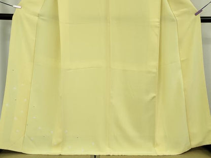 平和屋着物●極上　訪問着　絞り　淡黄色地　反端付き　逸品　未使用　DZAB8354kh6